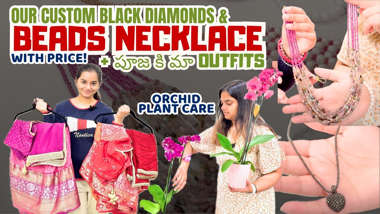 maa new beads haarm with price & black diamonds chain + puja kosam outfits||Telugu Vlogs in USA||A&C