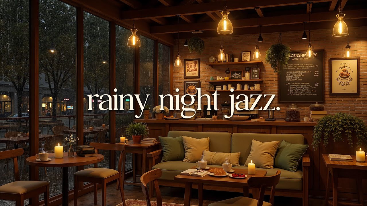 Rainy Night Jazz ☕ Cozy Coffee Shop Ambience with Smooth Jazz Instrumental Music for Studying