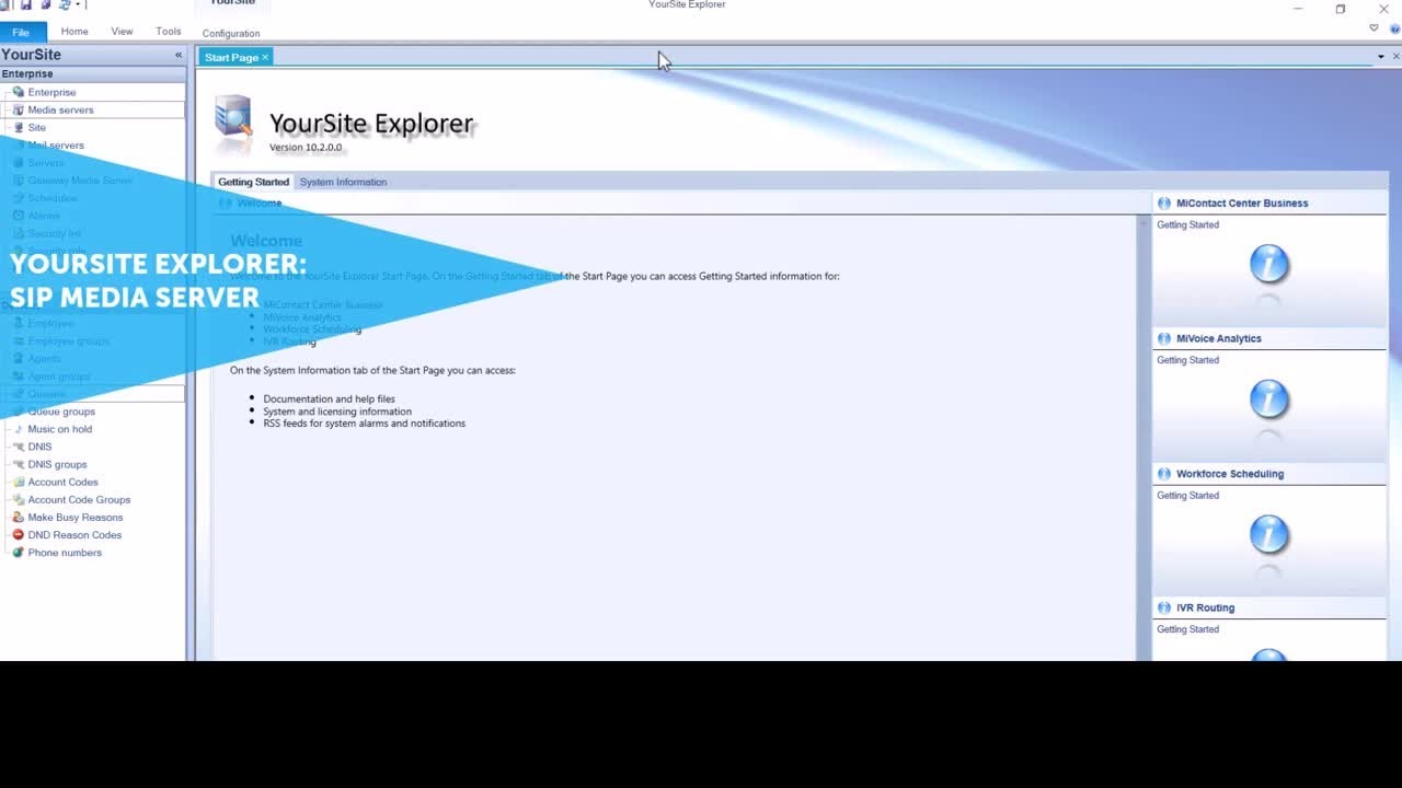 YourSite Explorer: SIP Media Server: SIP: MiContact Center Business