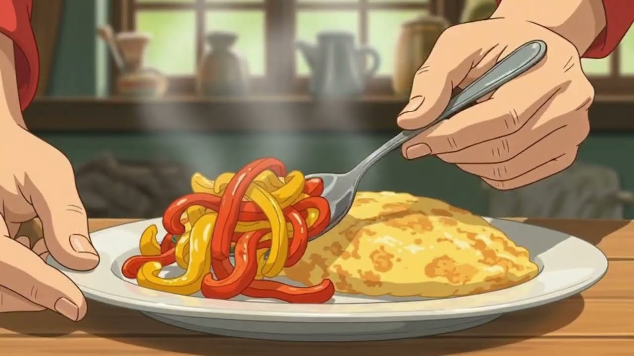 Ghibli Style ASMR Rainy Van Life Family Breakfast, Camp Stew & Tent Camping
