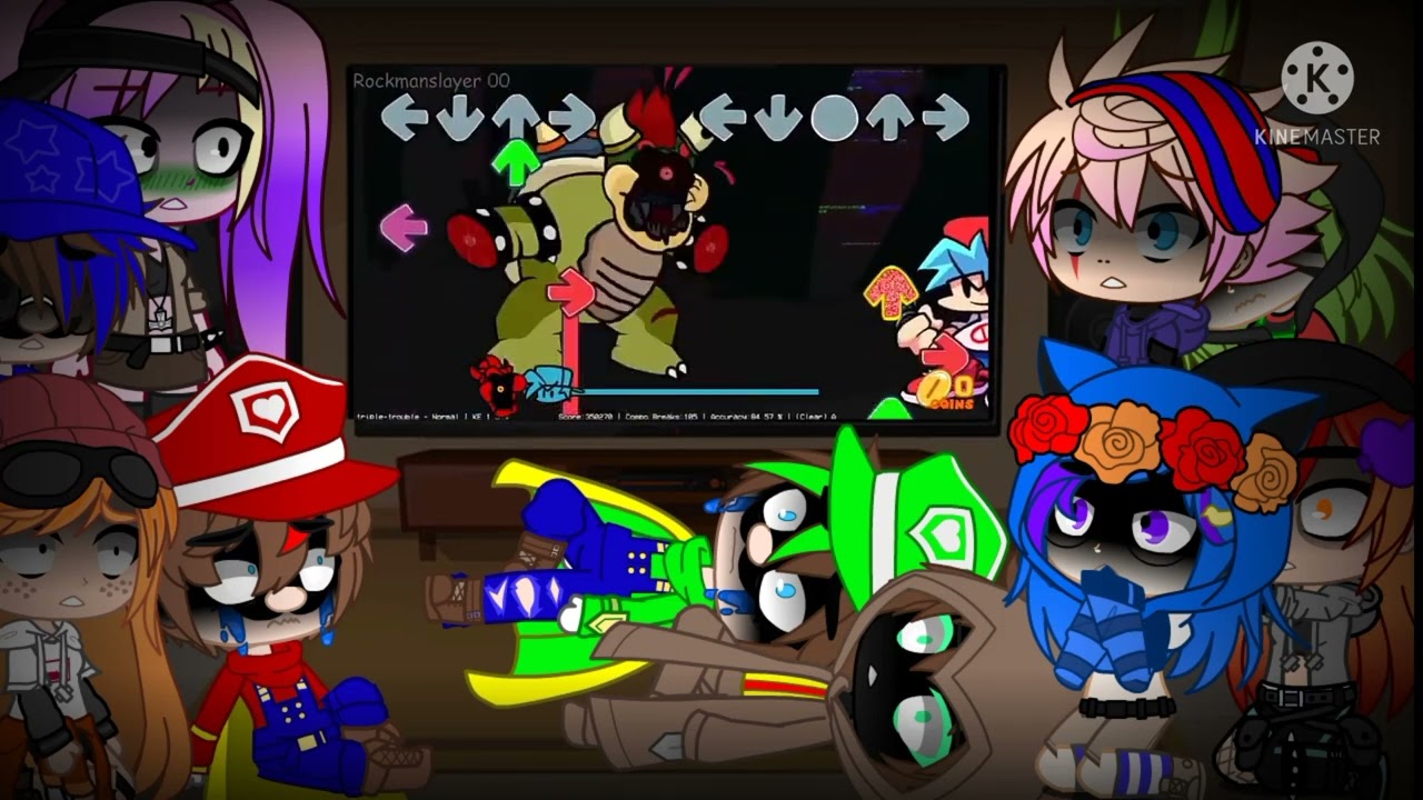 smg4 crew react to triple trobule Mario exe part 2