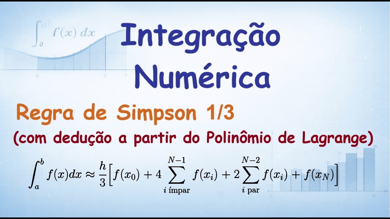 Integração Numérica: 06 - Regra de Simpson 1/3 (Dedução a partir do Polinômio de Lagrange)