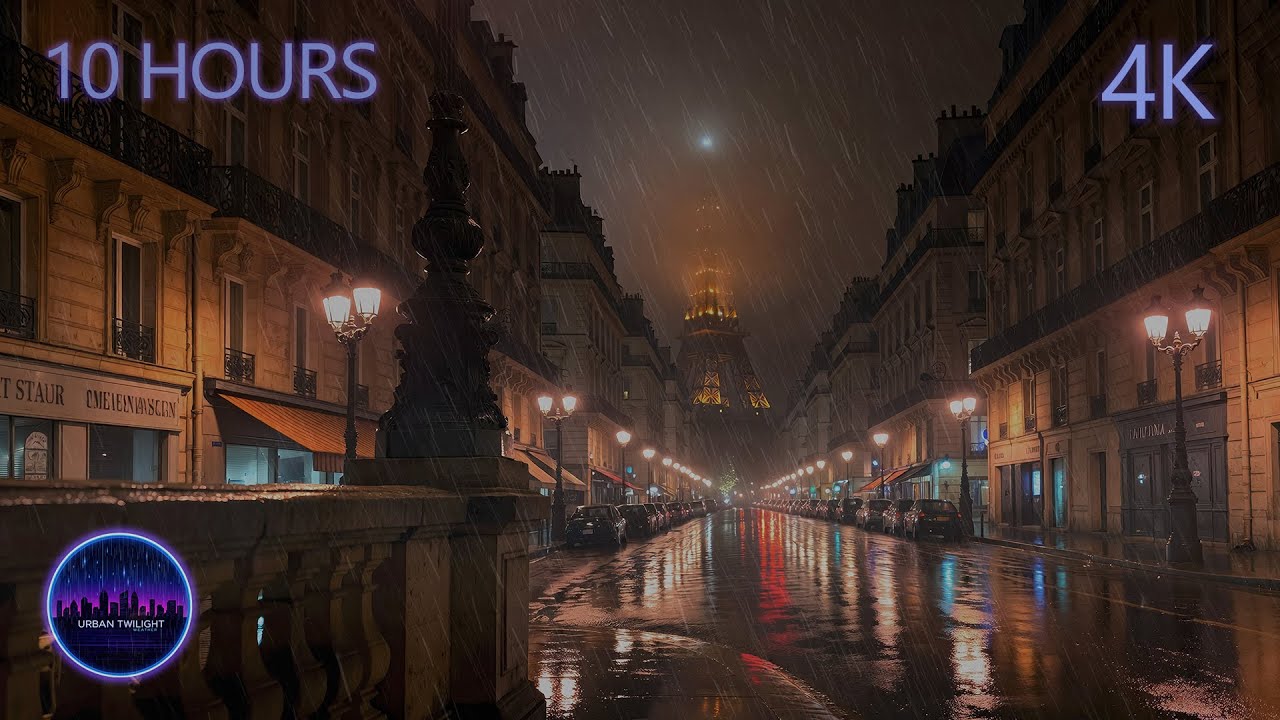 Paris After Midnight | Rain-Soaked Streets, Rain & Eiffel Tower Night Calm