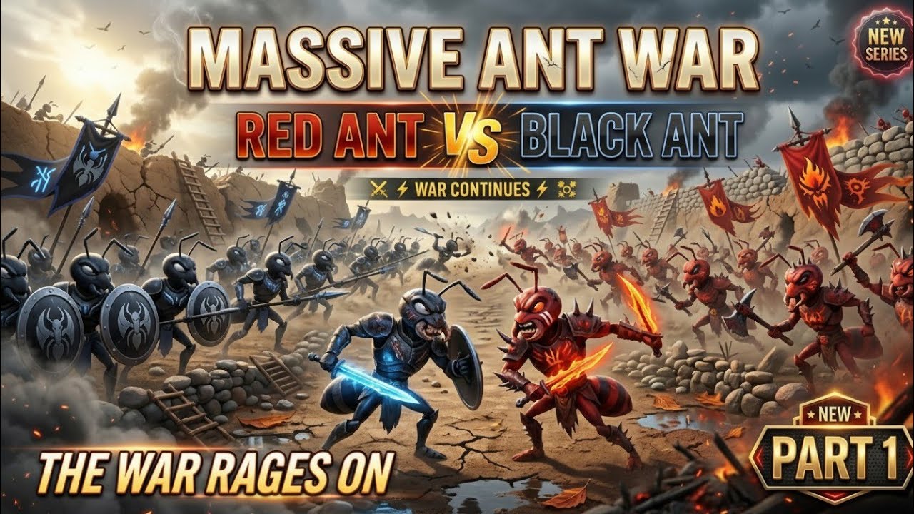 Massive Ant War Continues 🐜 | Red vs Black Ant Colony Battle Part 1 | Epic 3D Cinematic Animation