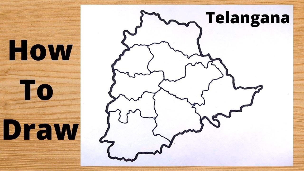 Drawing Telangana State with District Map - Simple Way