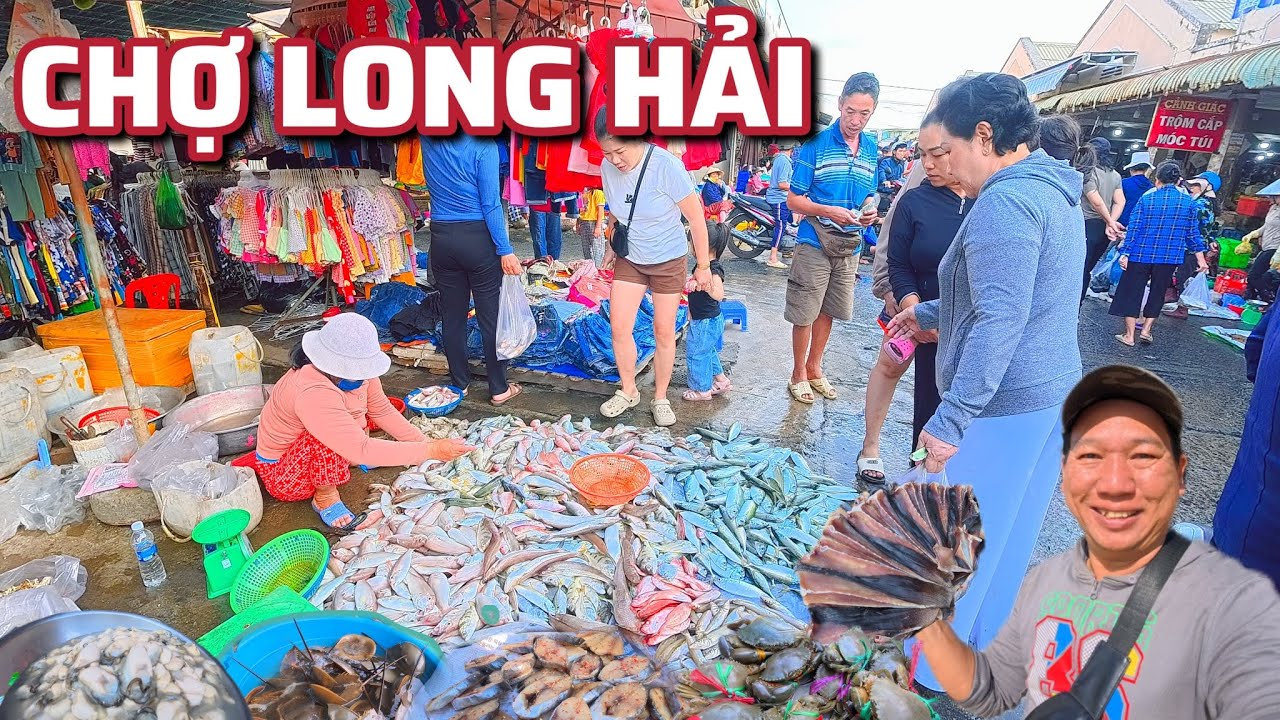 Chợ Long Hải - Tôm Càng Xanh 170k, Ghẹ Xanh 250k, Ốc Hương Lớn 420k, Bạch Tuộc sống 180K, Sam 35k.