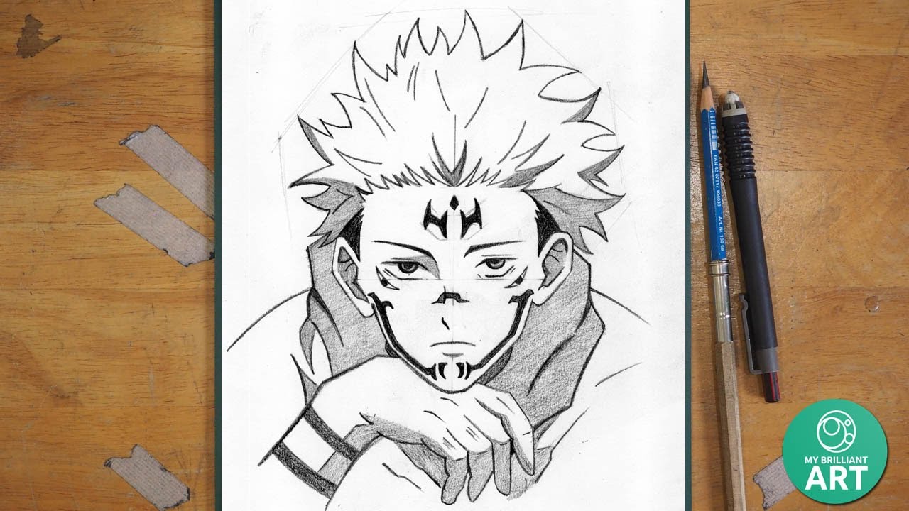 How to Draw Sukuna from Jujutsu Kaisen Step-by-Step