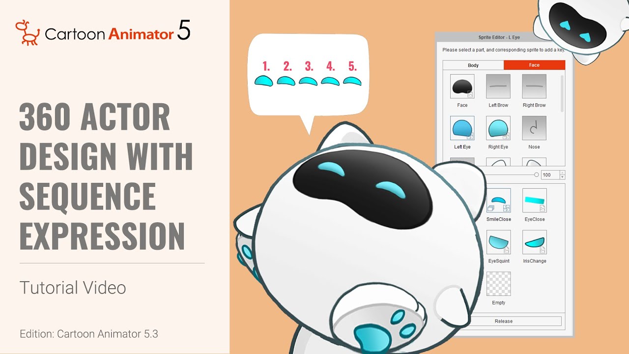 Digi Paws：360Actor Design with  Sequence Expression | Cartoon Animator 5 Tutorial