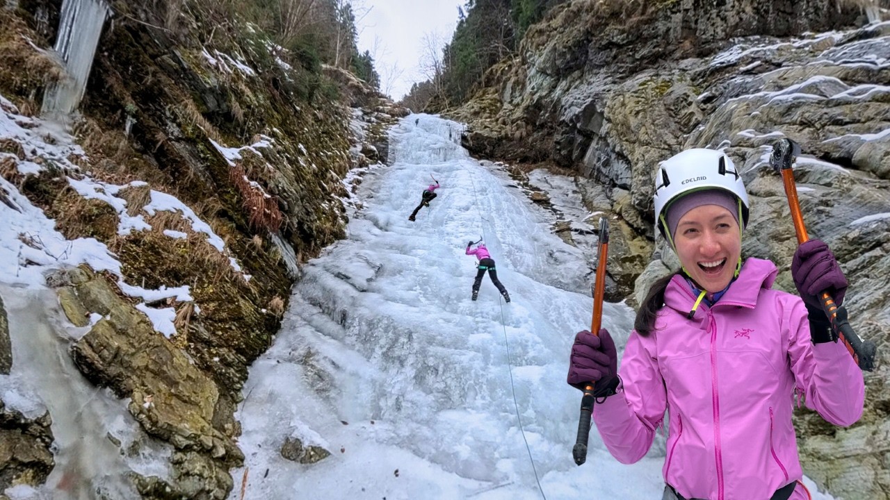 Guess we can't turn back now! | First time ice climbing