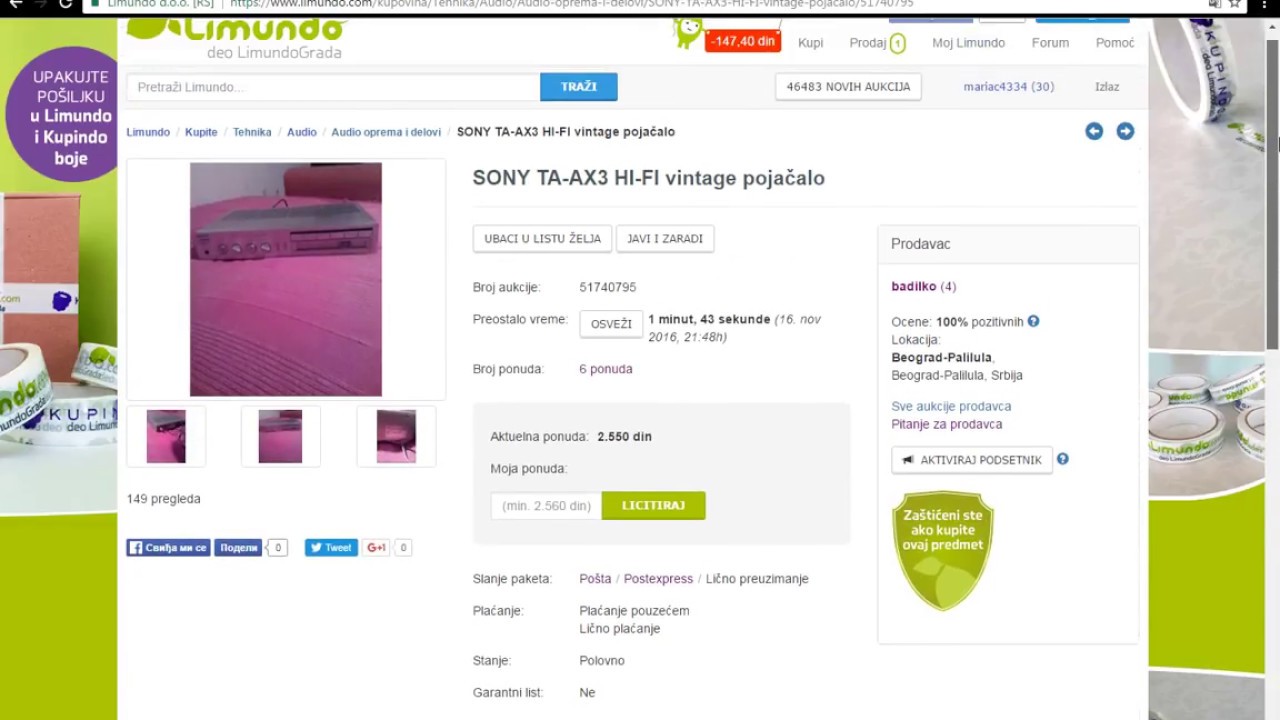 Prevara Prilikom pokusaja licitacije na sajtu LIMUNDO!!!!!