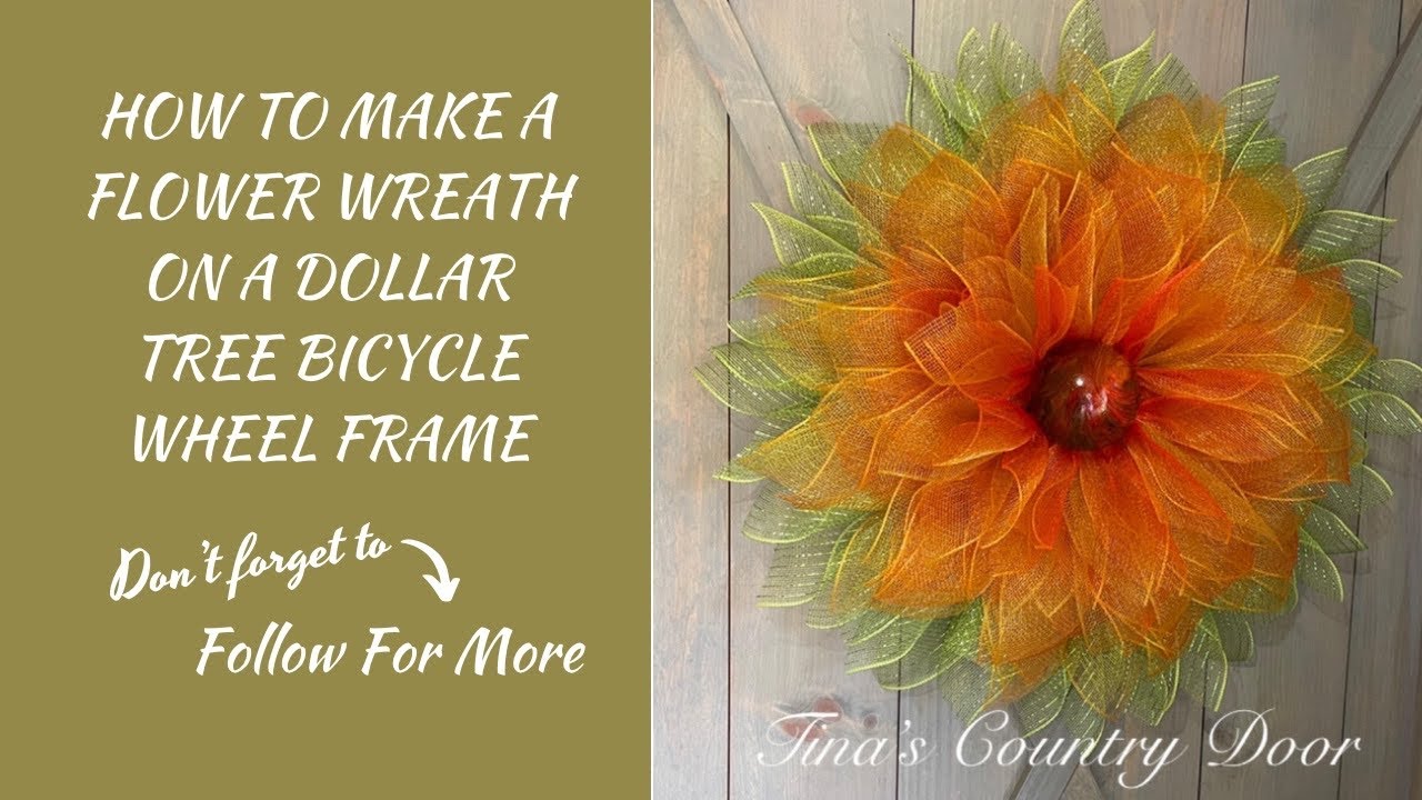 How to Make a Fall Flower Wreath on a Dollar Tree Bicycle Frame, Deco Mesh Wreath