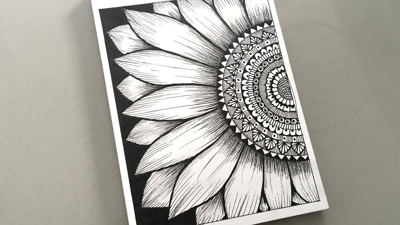 Beautiful Sunflower Mandala Drawing | Mandala Drawing Easy Step by Step