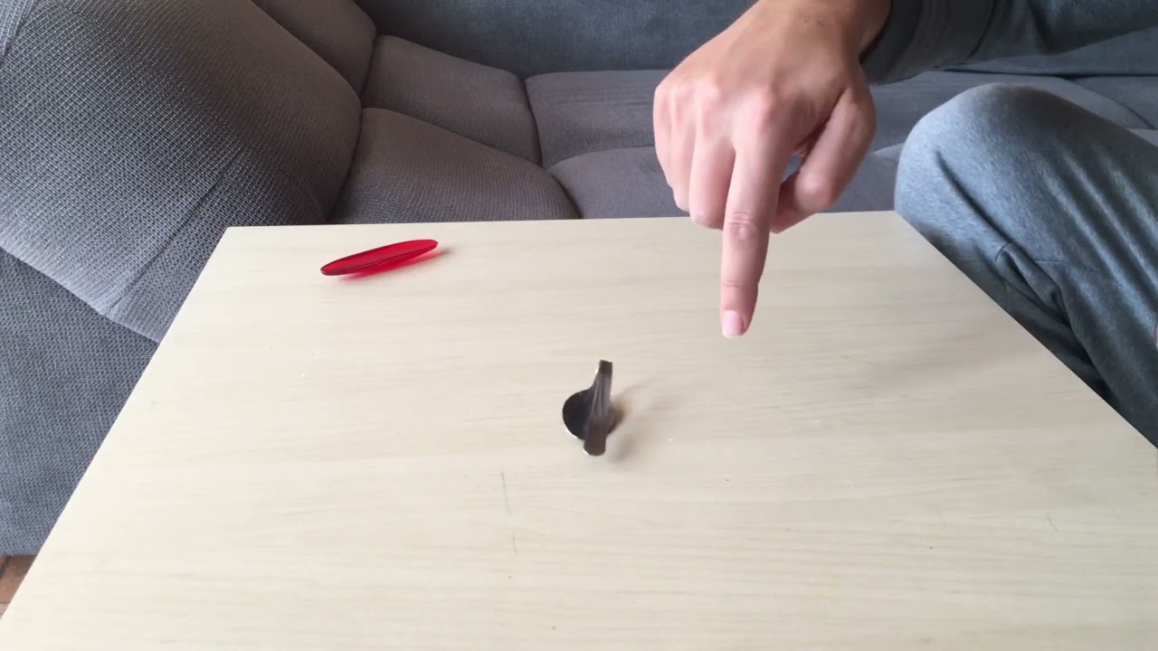 Double Rattleback, or Rattleback in Both Directions. Homemade Rattleback from Spoon.
