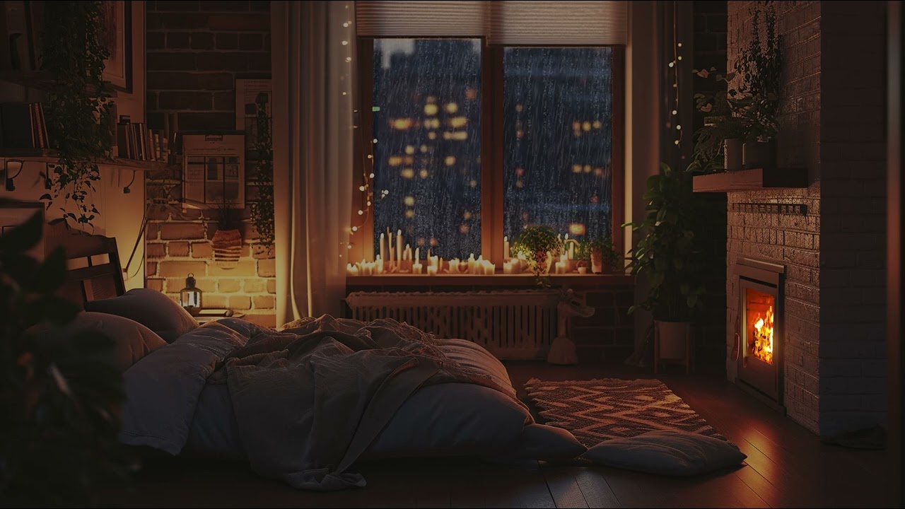 Rain Sounds Resounded In Bed Room Attic Ambience - Close Eyes, Feel Rain Drops On Roof & Fall Asleep