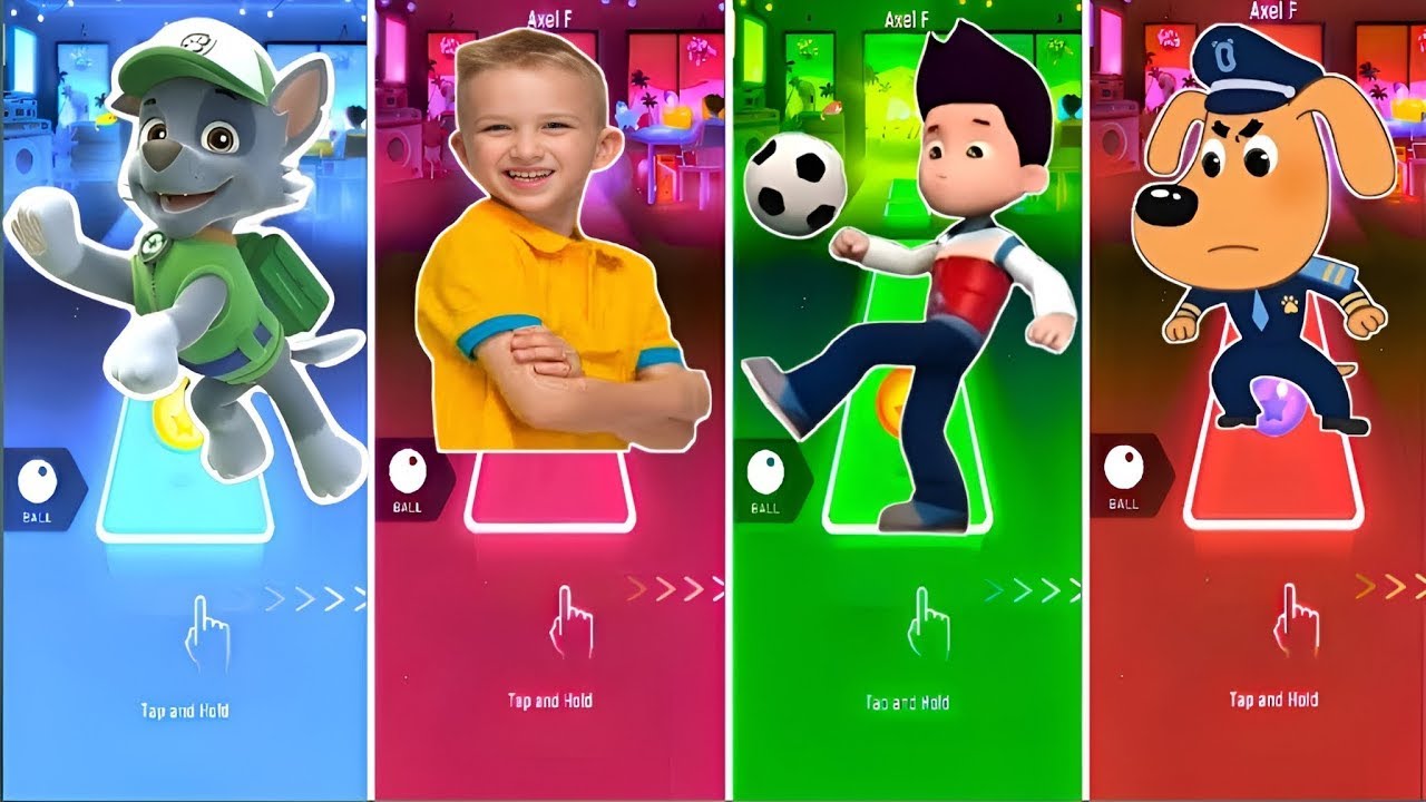 Rocky VS Blippi VS Rider VS Sheriff Labrador Paw Patrol Coffin Dance Tiles Hop Edm Rush