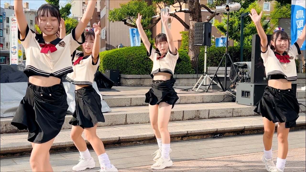 横　チアダンスRAINBOW鳥取 ③ 240727 青い鳥コンサート / 鳥取駅前風紋広場 4K60p