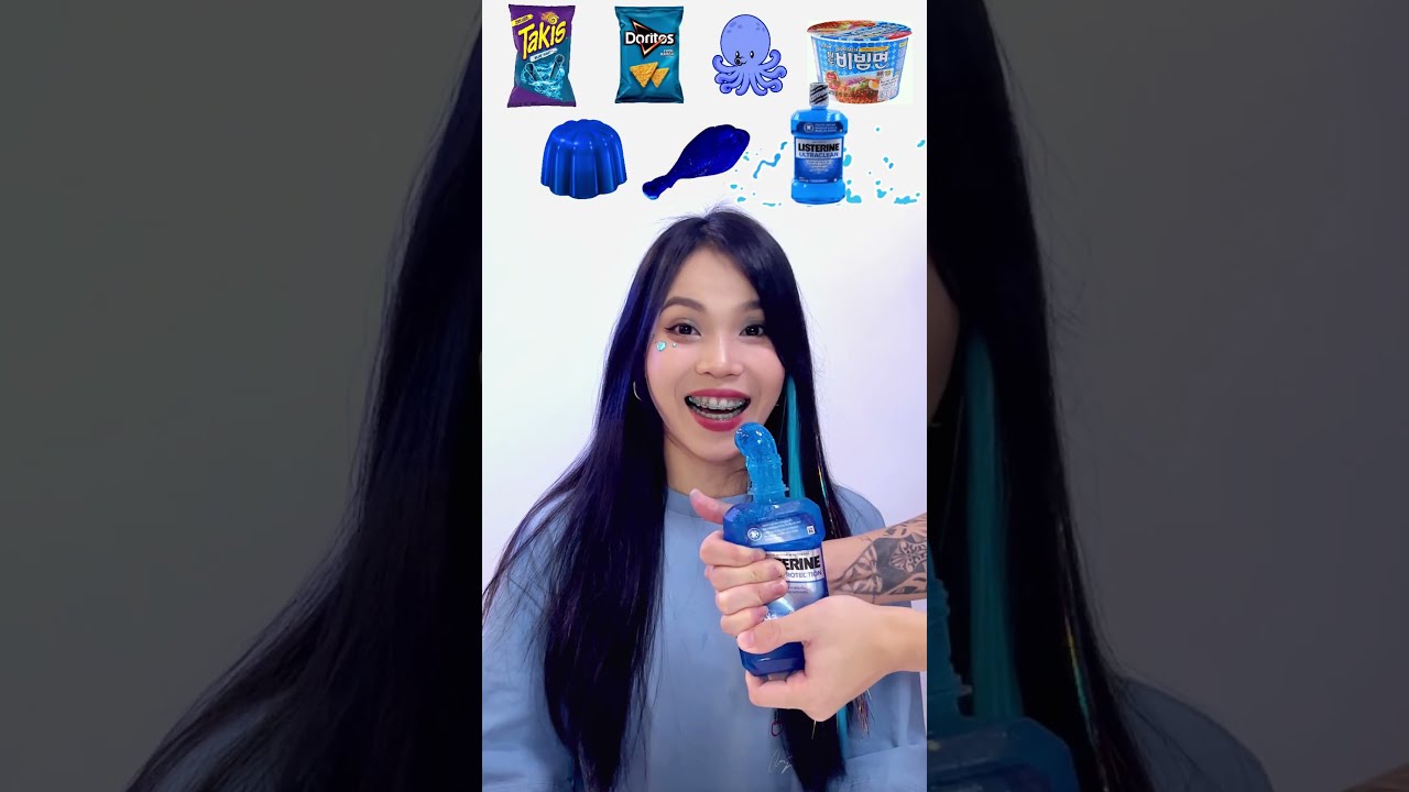 Random BLUE Food ASMR Mukbang💎 #shorts #asmr #asmrsounds #eating