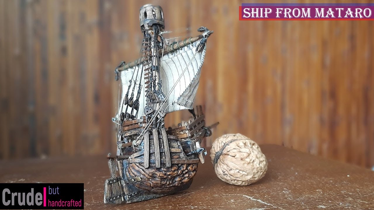 Carrack from Mataro (catal&aacute;n ship, coca de mataro). Walnut shell boat