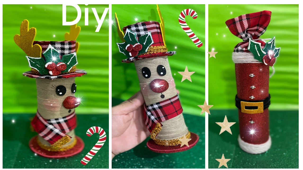 🎄CREA DECORACIÓN NAVIDEÑA con tubos de cartón /Manualidades navideñas 🦌