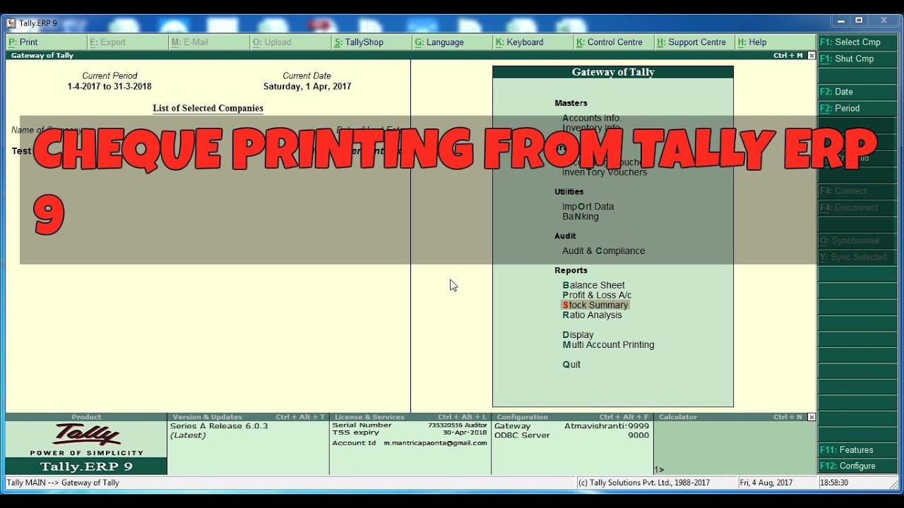 HOW TO CHEQUE PRINTING FROM TALLY ERP  9 6.03