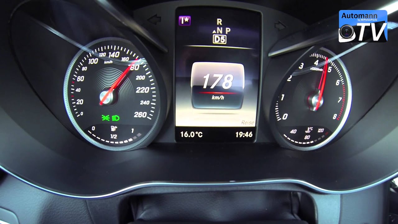 2015 Mercedes C 180 (156hp) - 0-208 km/h acceleration (1080p)