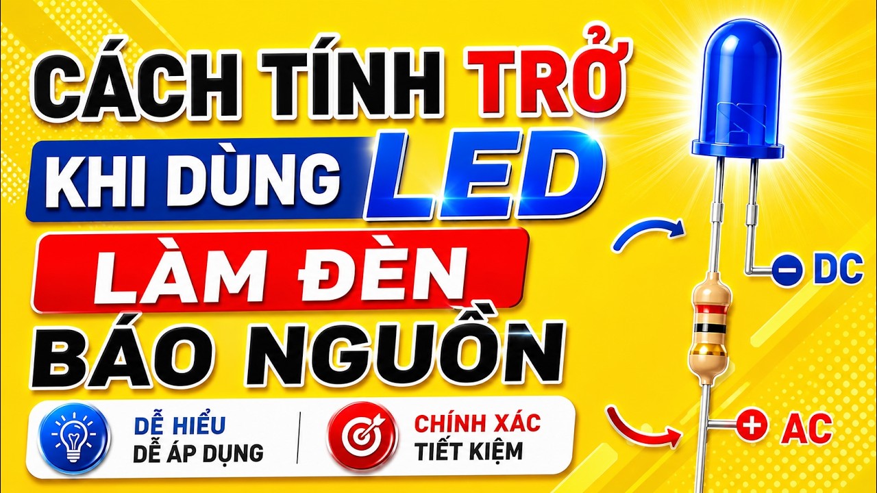 Cách tính ĐIỆN TRỞ khi dùng LED làm đèn báo nguồn DC, AC
