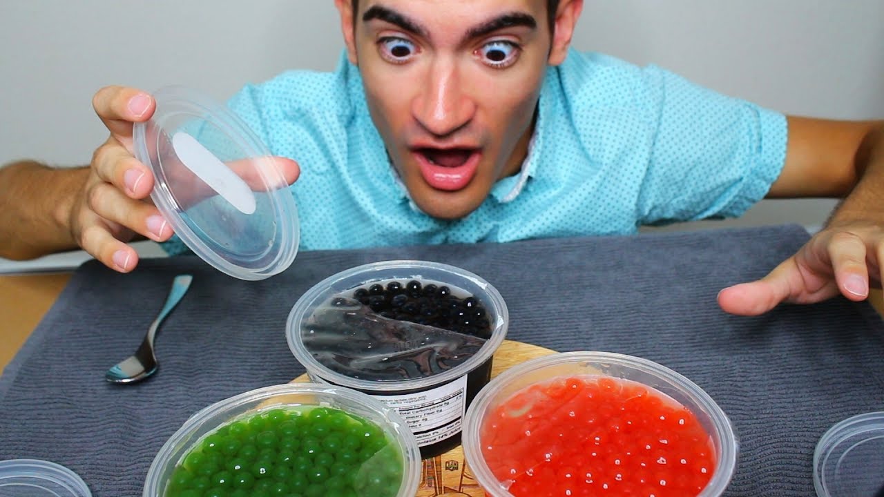 ASMR Bursting Boba Beads Popping & Boba Tea Tasting