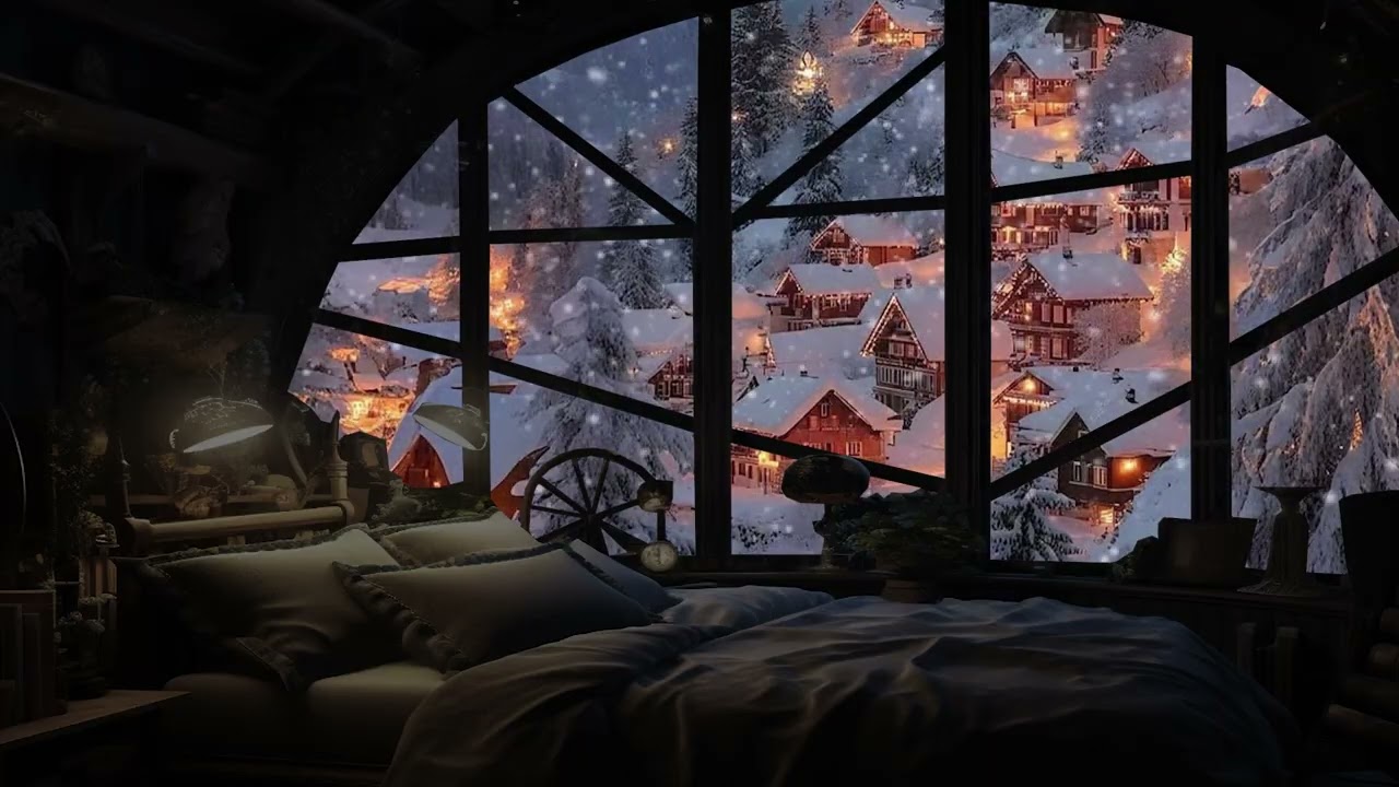 Snowy Secret Village | Dark Academia Piano & Winter Atmosphere for Deep Study & Peaceful Sleep