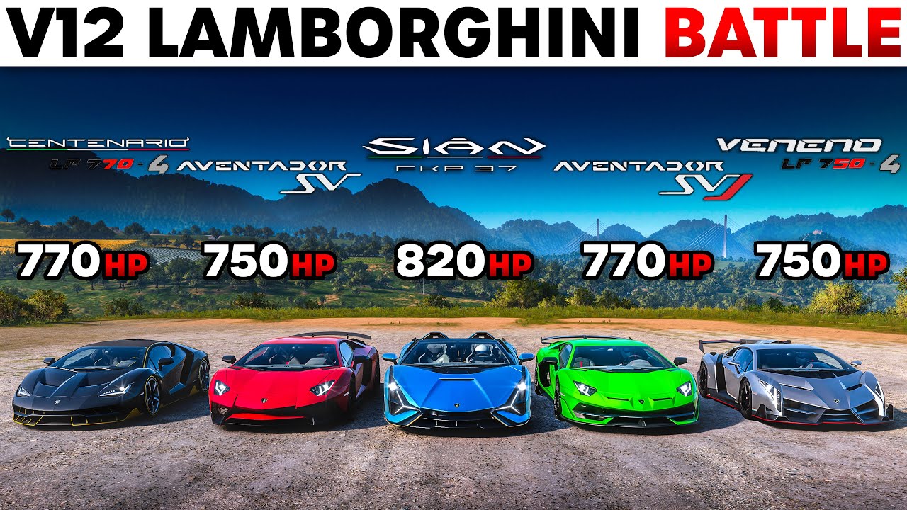 FH5 | Aventador SVJ, Aventador SV, Veneno, Centenario & Sian | Ultimate V12 Lamborghini Battle!
