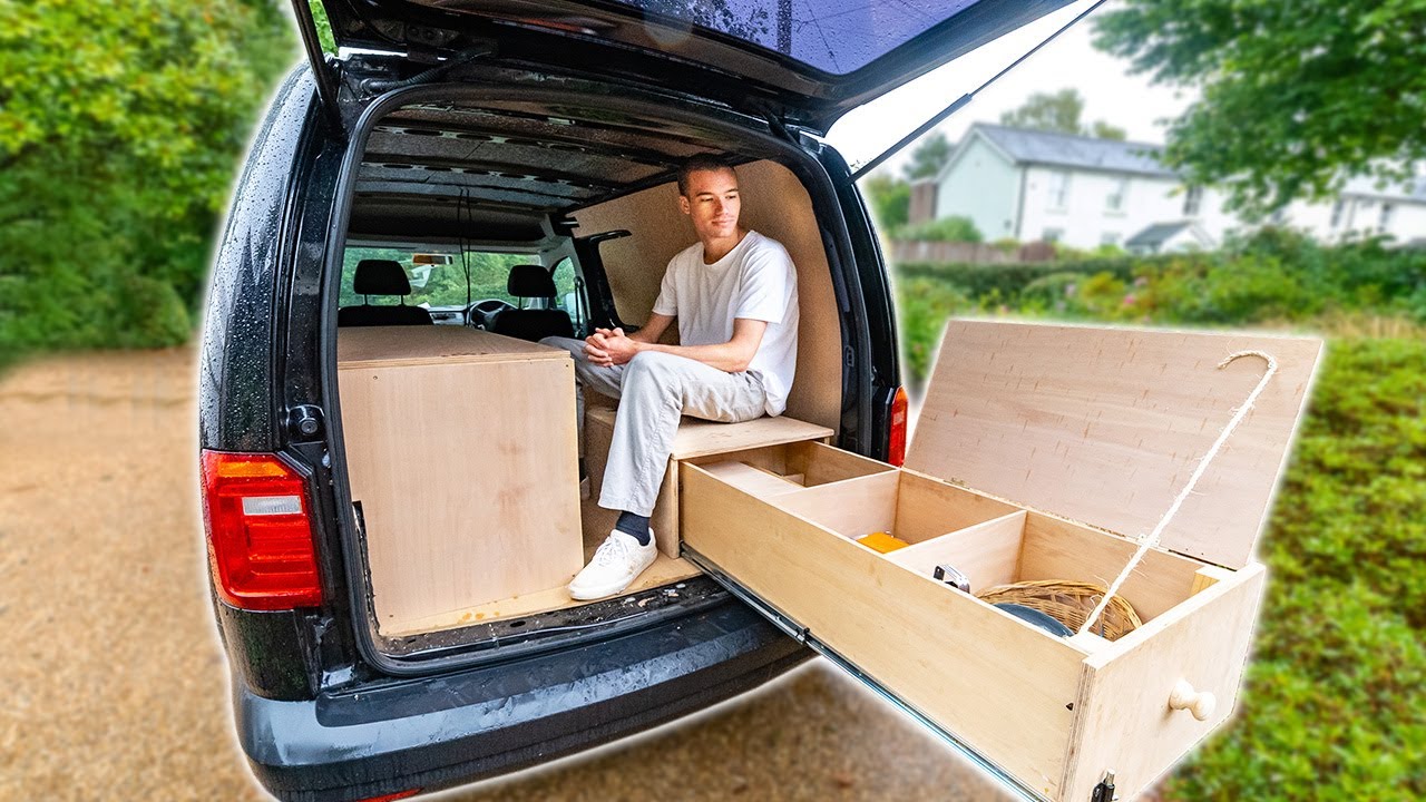 Converting my Van into a SIMPLE Micro Camper - Building a slide out drawer bed - Ep 6