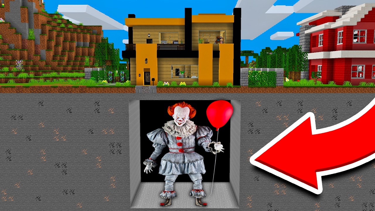 Aparece PAYASO IT GIGANTE Debajo de MI CASA en MINECRAFT 😱
