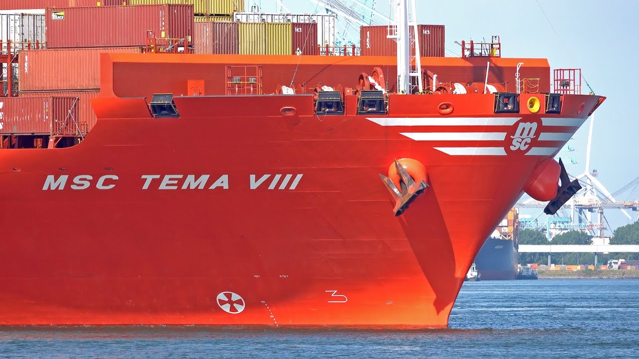 NEW RED MSC CONTAINER SHIP VISIT PORT OF ROTTERDAM - 4K SHIPSPOTTING JUNE 2025