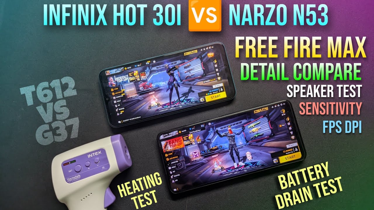 Infinix Hot 30i 🆚 Narzo N53 Free Fire MAX detail compare &🔋battery drain test...