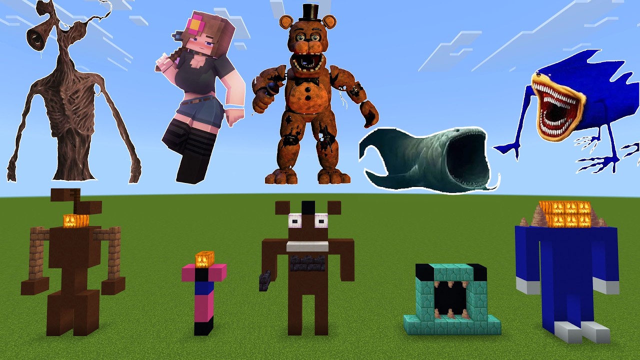 What if Spawn Siren Head jenny The Bloop Shin Sonic in Minecraft PE