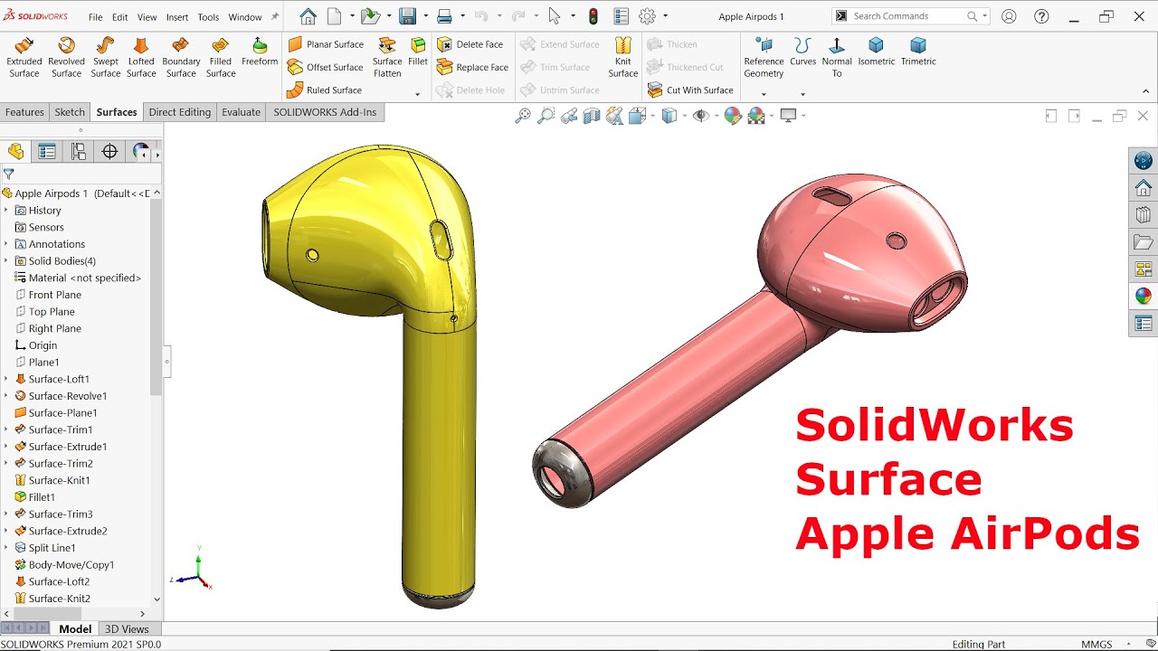 Solidworks Surface tutorial Apple AirPods