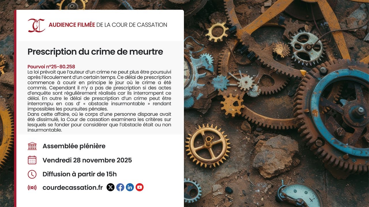 [Audience 28.11.2025] Prescription du crime de meurtre