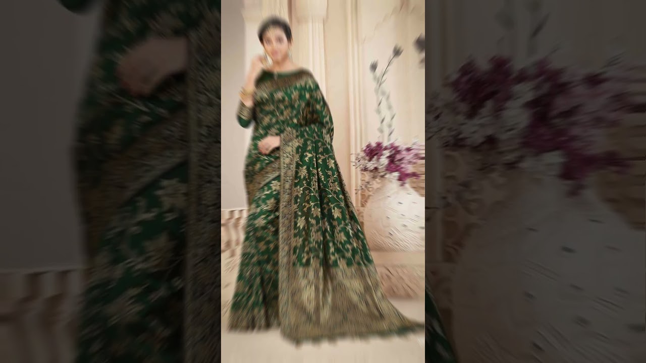 Traditional Dark Green Banarasi Saree Collection 2023 Unique Green Silk Sarees #viral #reels #shorts