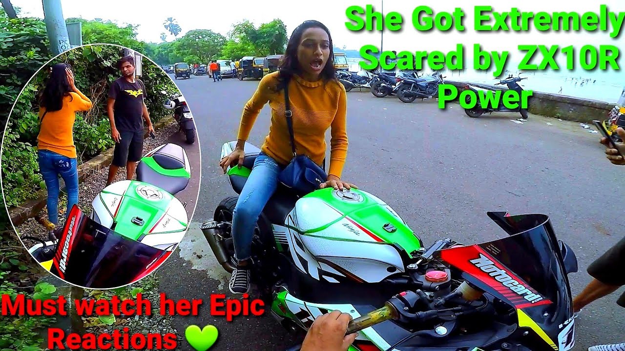 Cute Girl Got Extremely Scared with Superbike ZX10R Power|She Got Impressed|Z900 Rider