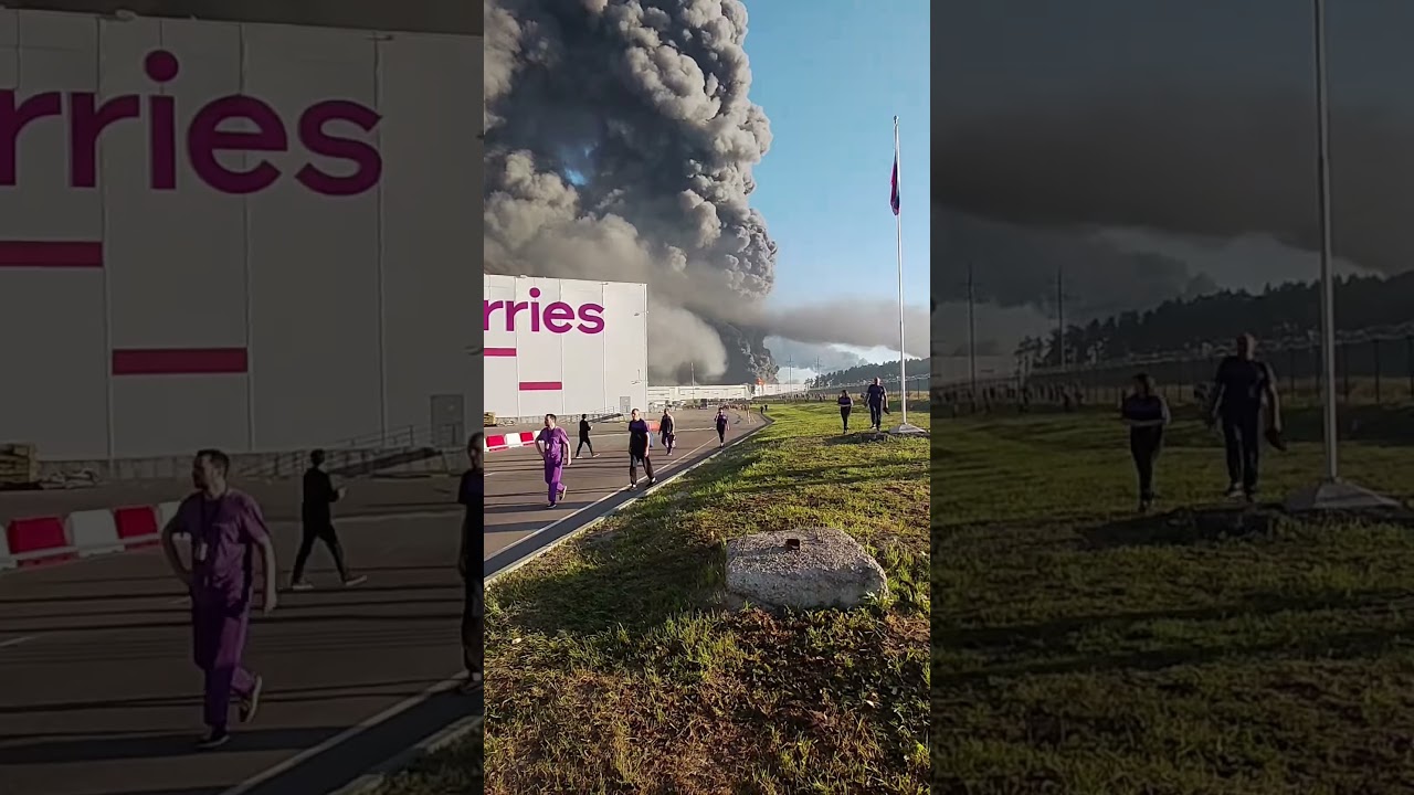 Пожар на складе Wildberries после атаки #fire #russia