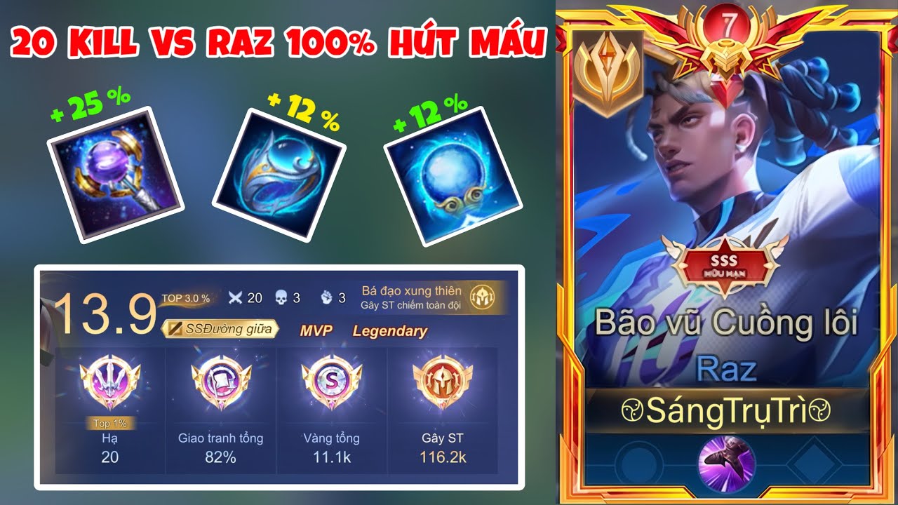 Raz 100% Hút Máu Có Mạnh Ko Sau Khi Các Trang Bị Hút Máu Phép Tăng Sức Mạnh