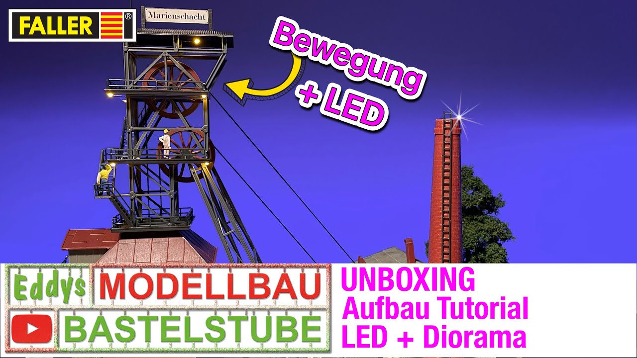 Aufbau Tutorial, HO Faller B-945 Förderanlage Marienschacht 1980, Funktion + LED, Eddys Modellbau