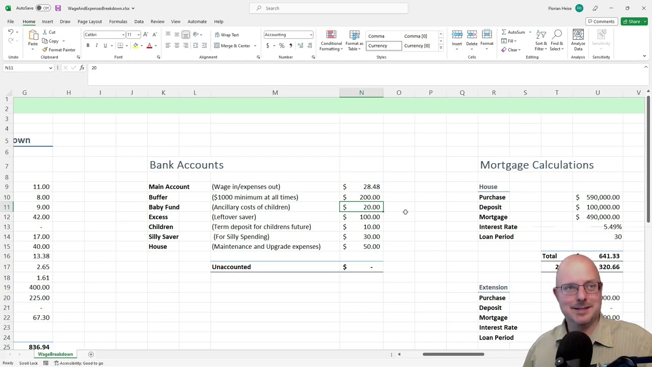 Let's look at a viewer's real-life Excel budget