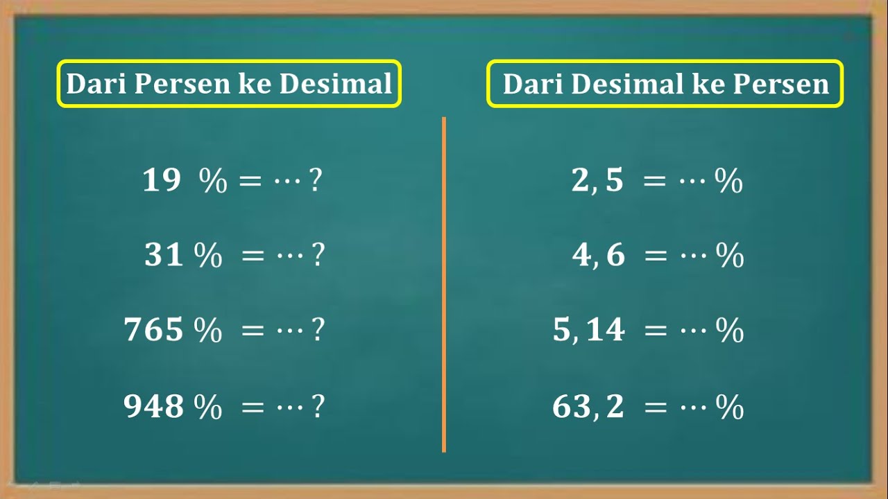 Trik cepat cara merubah persen ke desimal atau sebaliknya dari desimal ke persen