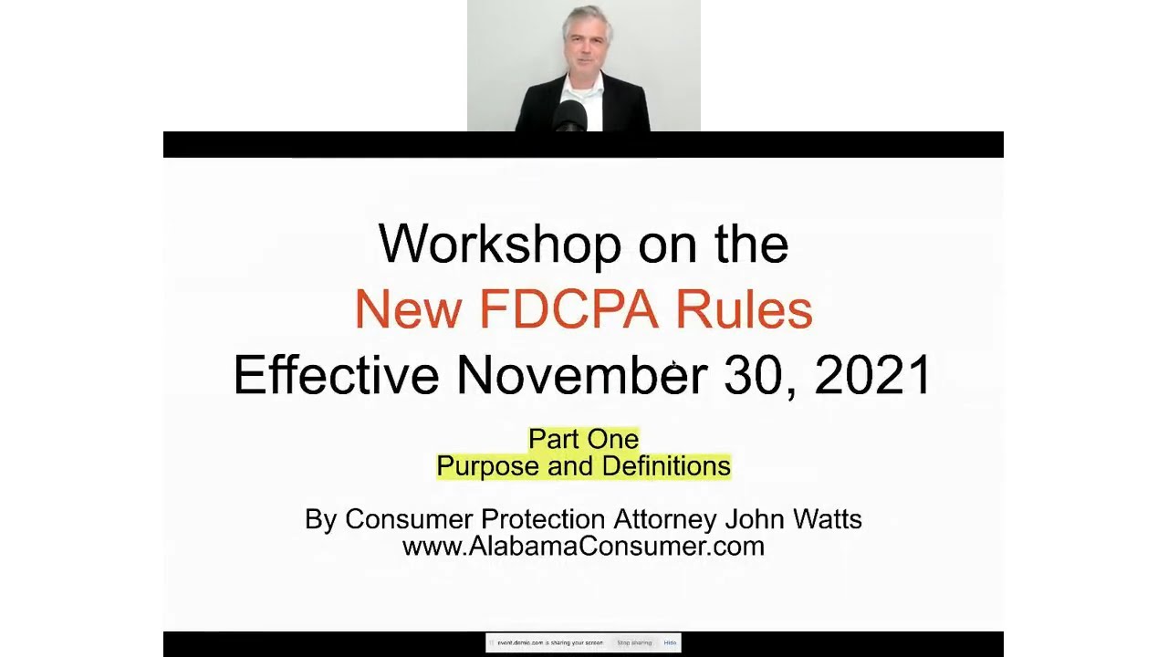New FDCPA Rules (Regulation F) -- Part One