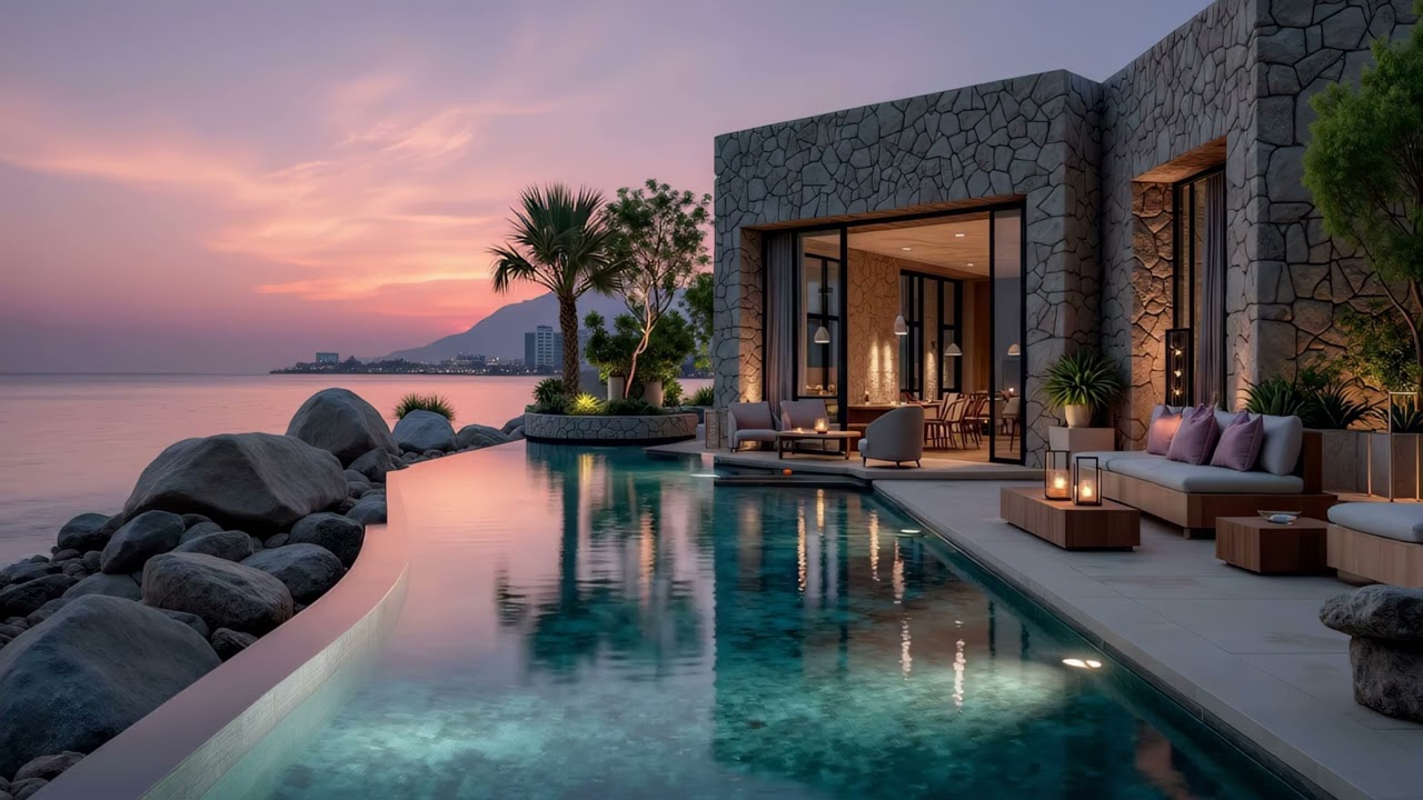Luxury Smooth Jazz Music | Relaxing Saxophone Jazz for a Sunset Evening at the Beach Pool