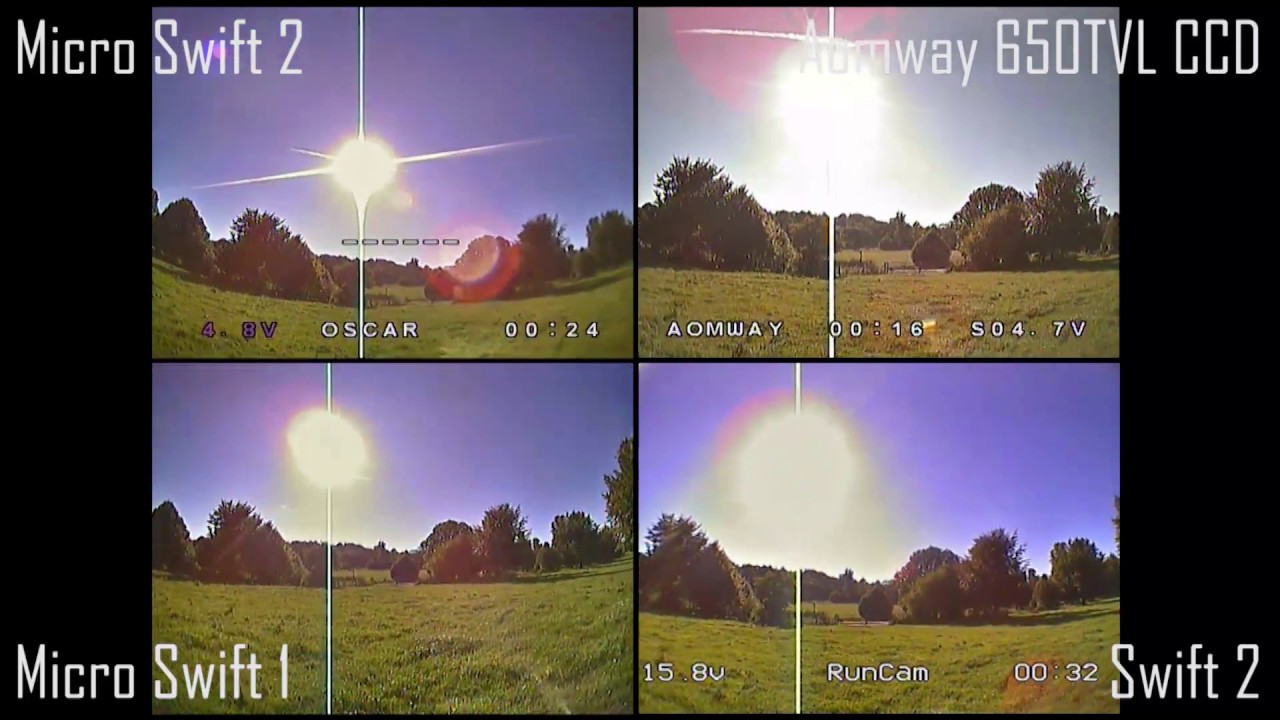 Micro Swift 2, Aomway 650tvl CCD, Swift 2, Micro Swift - FPV camera comparison