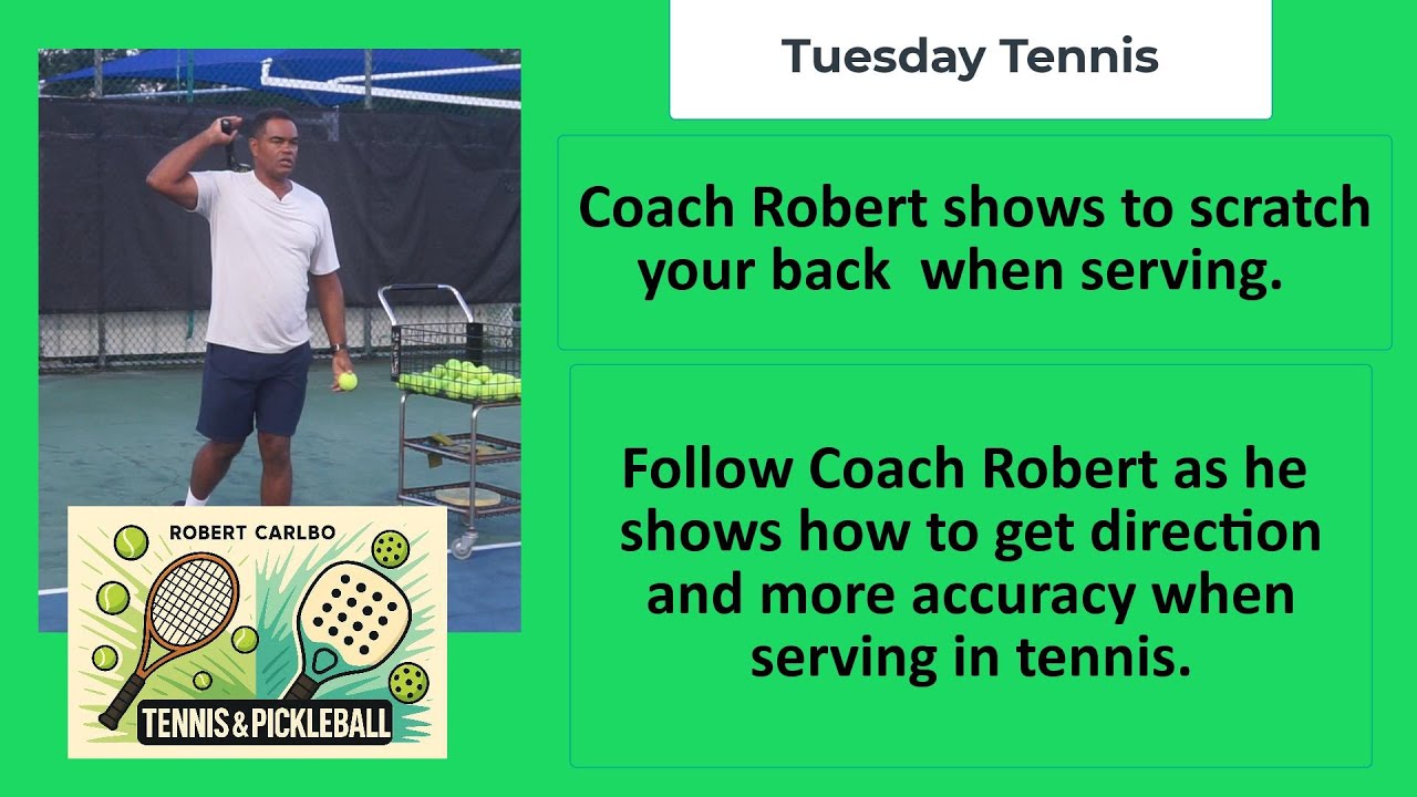 63 Coach Robert shows the throwing motion to improve your tennis serve.