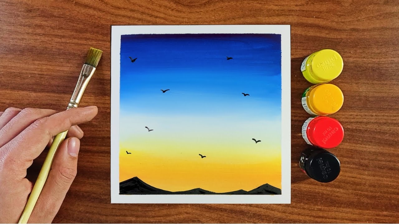 Serene Sunset Scene | Watercolor Landscape for Beginners