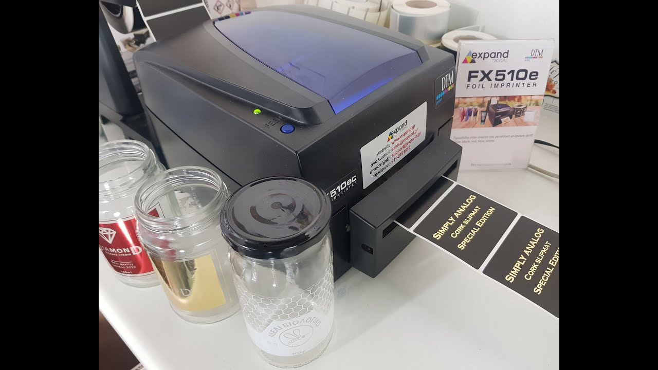 FX510e foil printer, ψηφιακός εκτυπωτής μεταλλοτυπίας με τυλιχτικό Labelmate