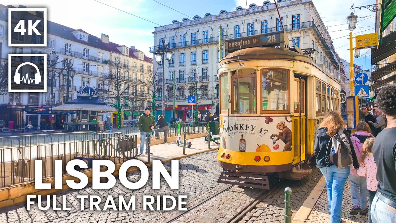🇵🇹 LISBON Tram 28 Ride │ 4K Tour With Captions & Sound 🚋 Martim Moniz To Campo Ourique
